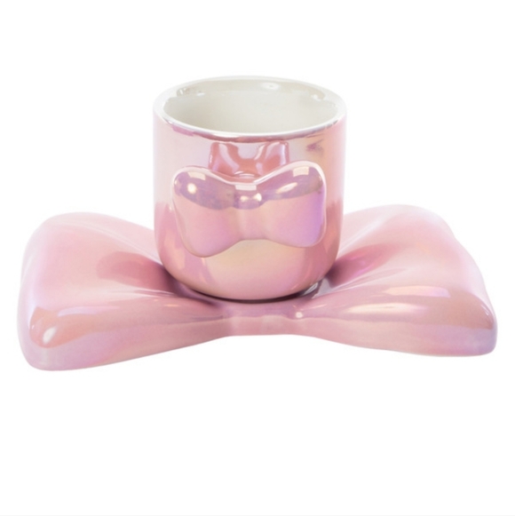 Other - Pink Bow Ceramic Cup and Saucer
